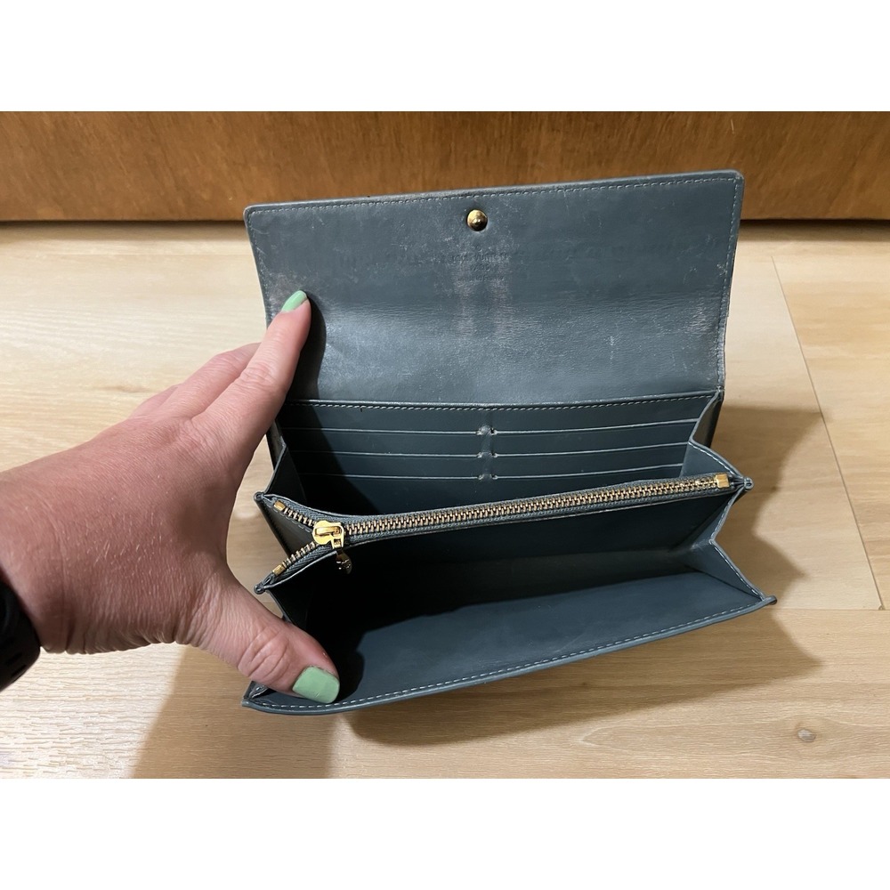 Louis Vuitton Patent Green Monogram‎ Vernis Sarah Wallet Blue Interior Project - Picture 8 of 12